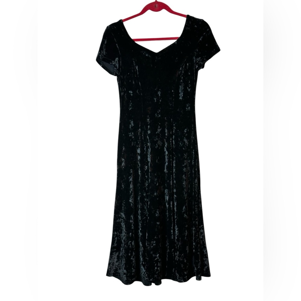 St. Michaels Black Velvet Midi Dress WhimsiGoth 90s Grunge Witchy Size 8